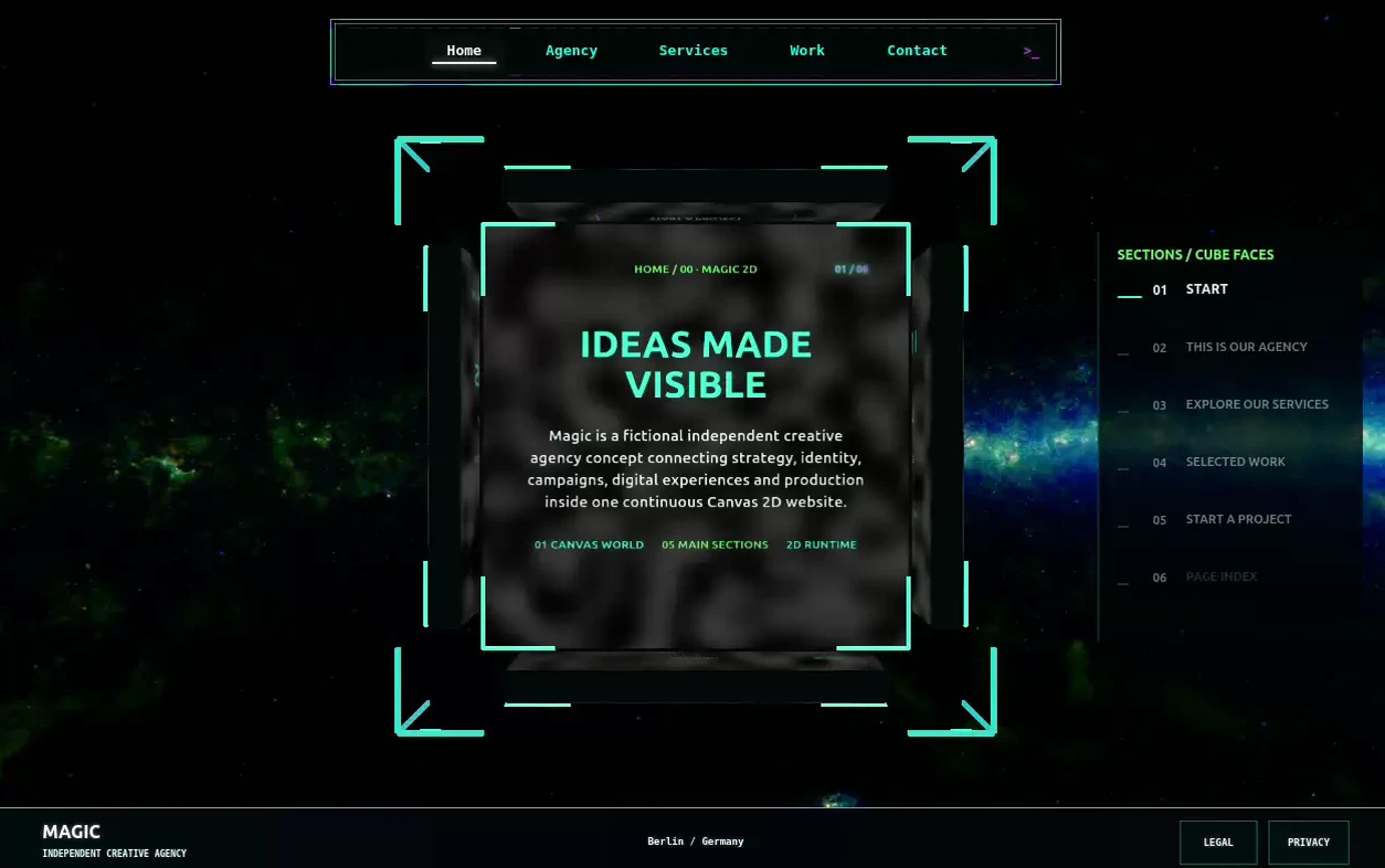 Preview of the spatial website Magic Cube